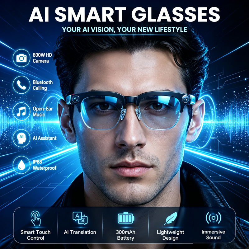 Audio Music Voice - W630 Smart Glasses 800W HD Camera
