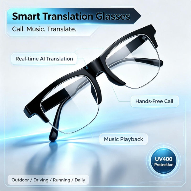 Audio Music Voice - Smart Translation Glasses Real‑time AI Translation