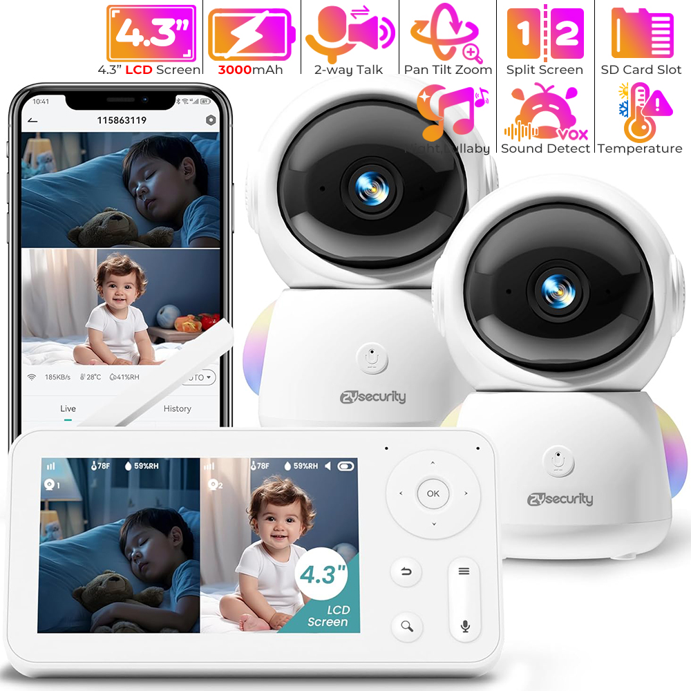 2K Baby Monitor with 2 Cameras - Audio Music Google recension och pris