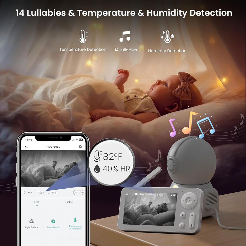2K Baby Monitor with 2 Cameras - Audio Music Google recension och pris