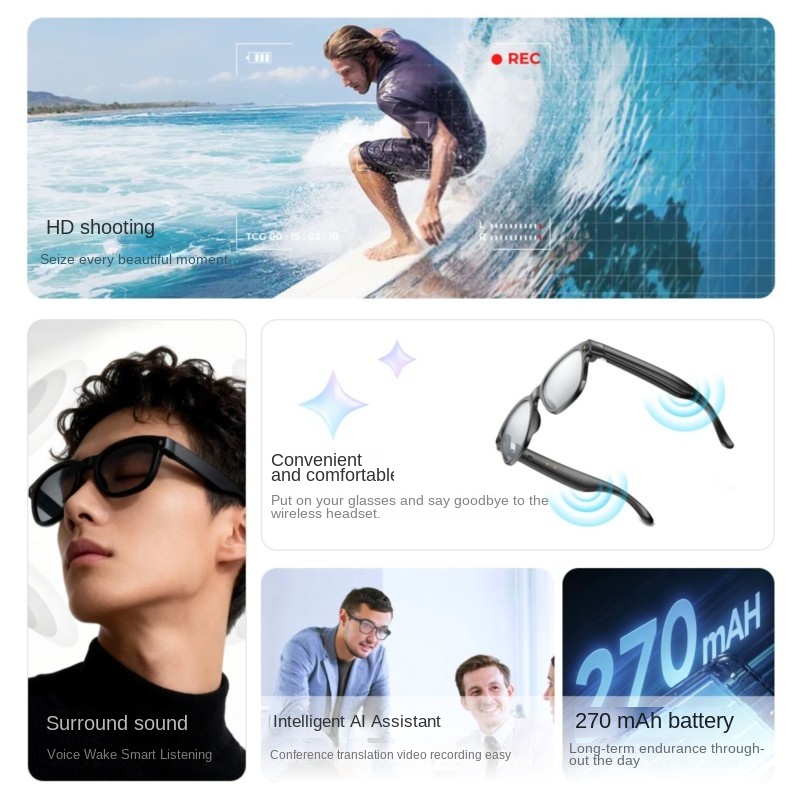 AI Smart Glasses 800W Camera M - Audio Music Voice recension och pris