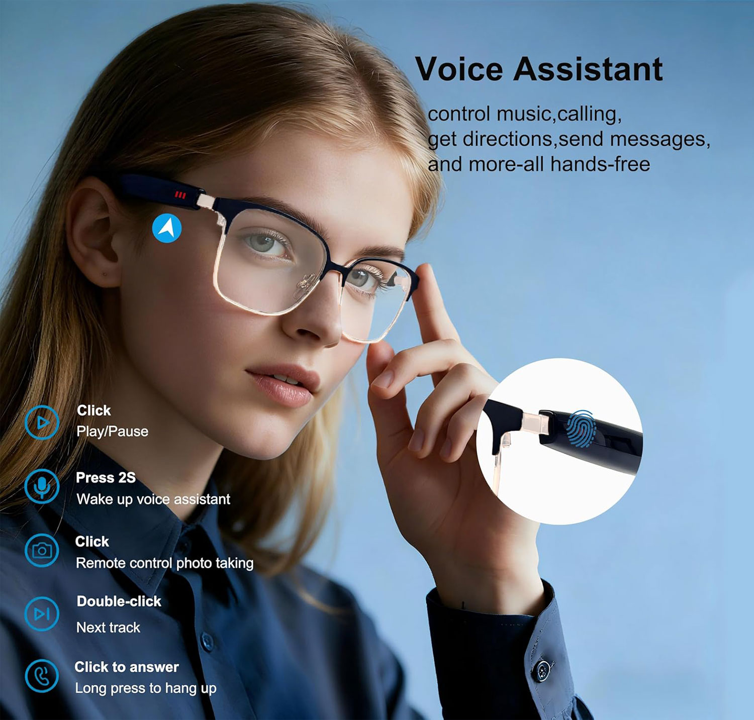 Smart Audio Glasses with Real- - Audio Music Voice recension och pris