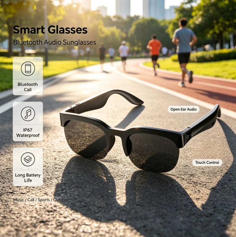 Bluetooth Audio Smart Glasses  - Audio Music Voice recension och pris