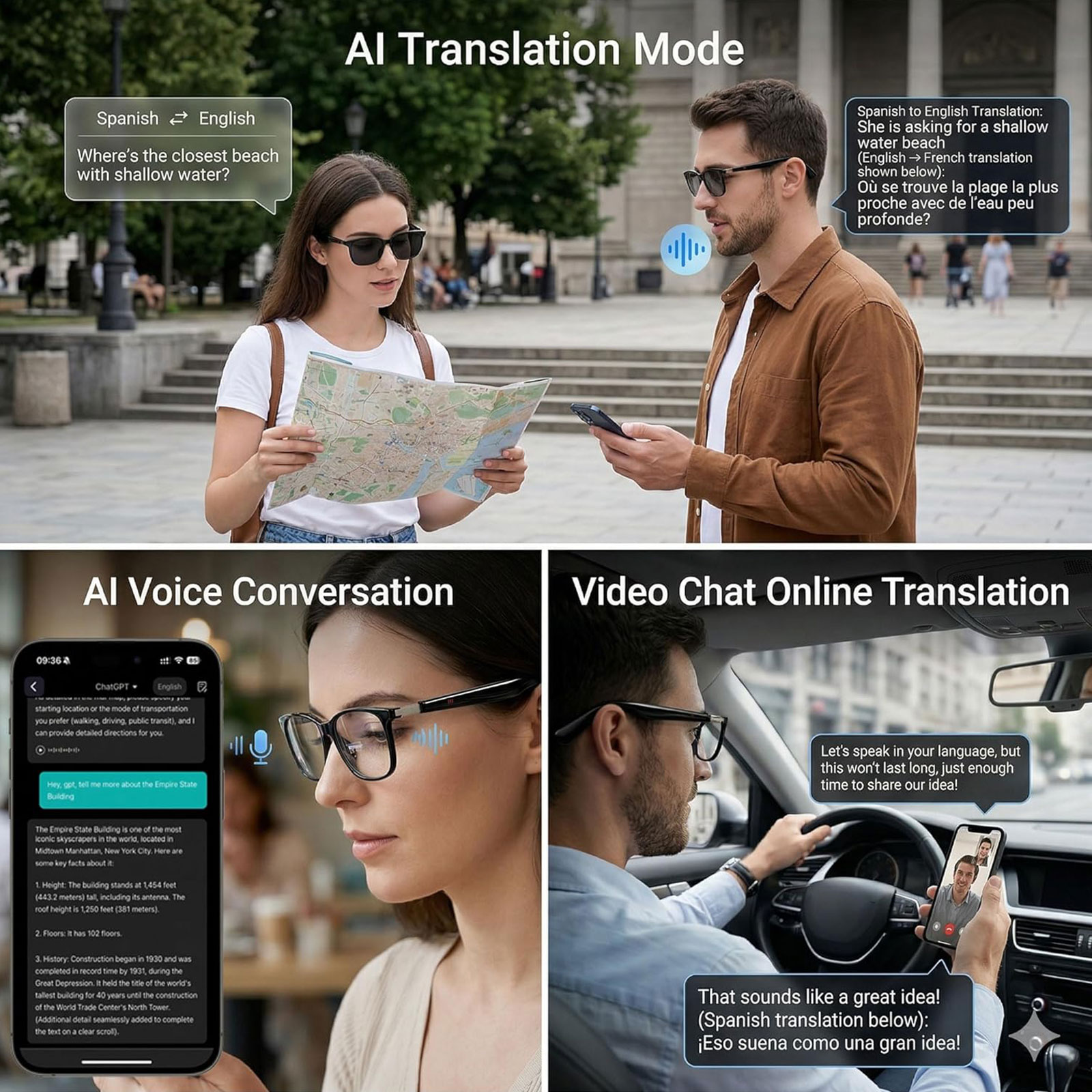 Smart Audio Glasses with Real- - Audio Music Voice recension och pris