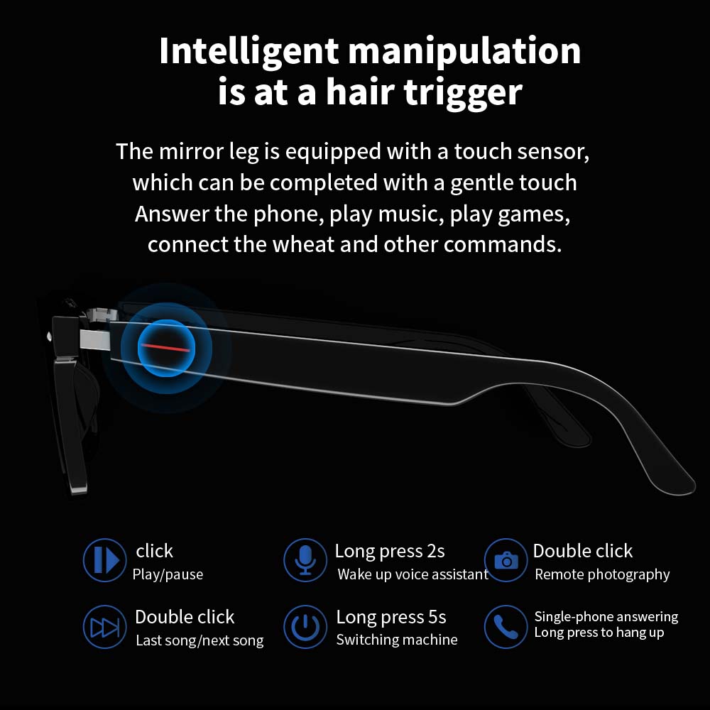 SENBONO E13 Smart Glasses:Blue - Audio Music Voice recension och pris