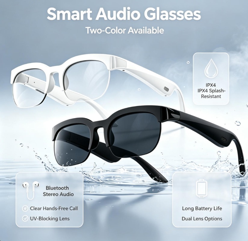 2 Colors Smart Audio Glasses B - Audio Music Voice recension och pris
